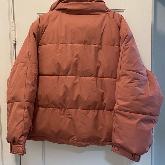 MANGO Dusty Pink Cropped Puffer Jacket Size 3XL - Picture 2 of 8